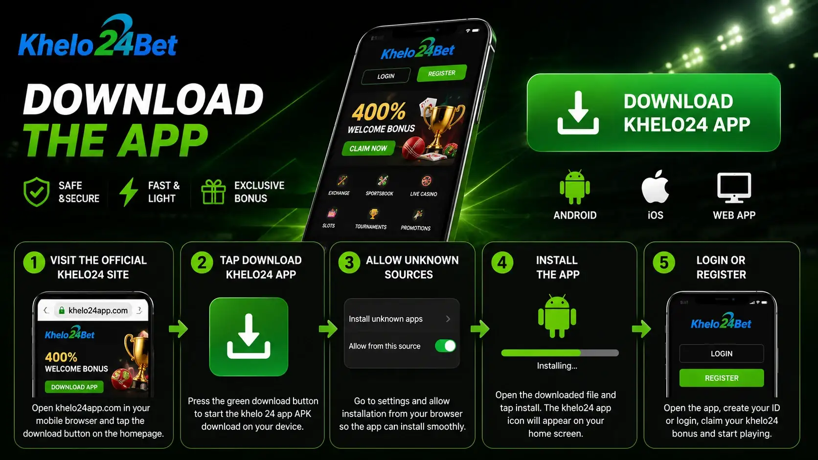 Install the khelo 24 app on your Android phone